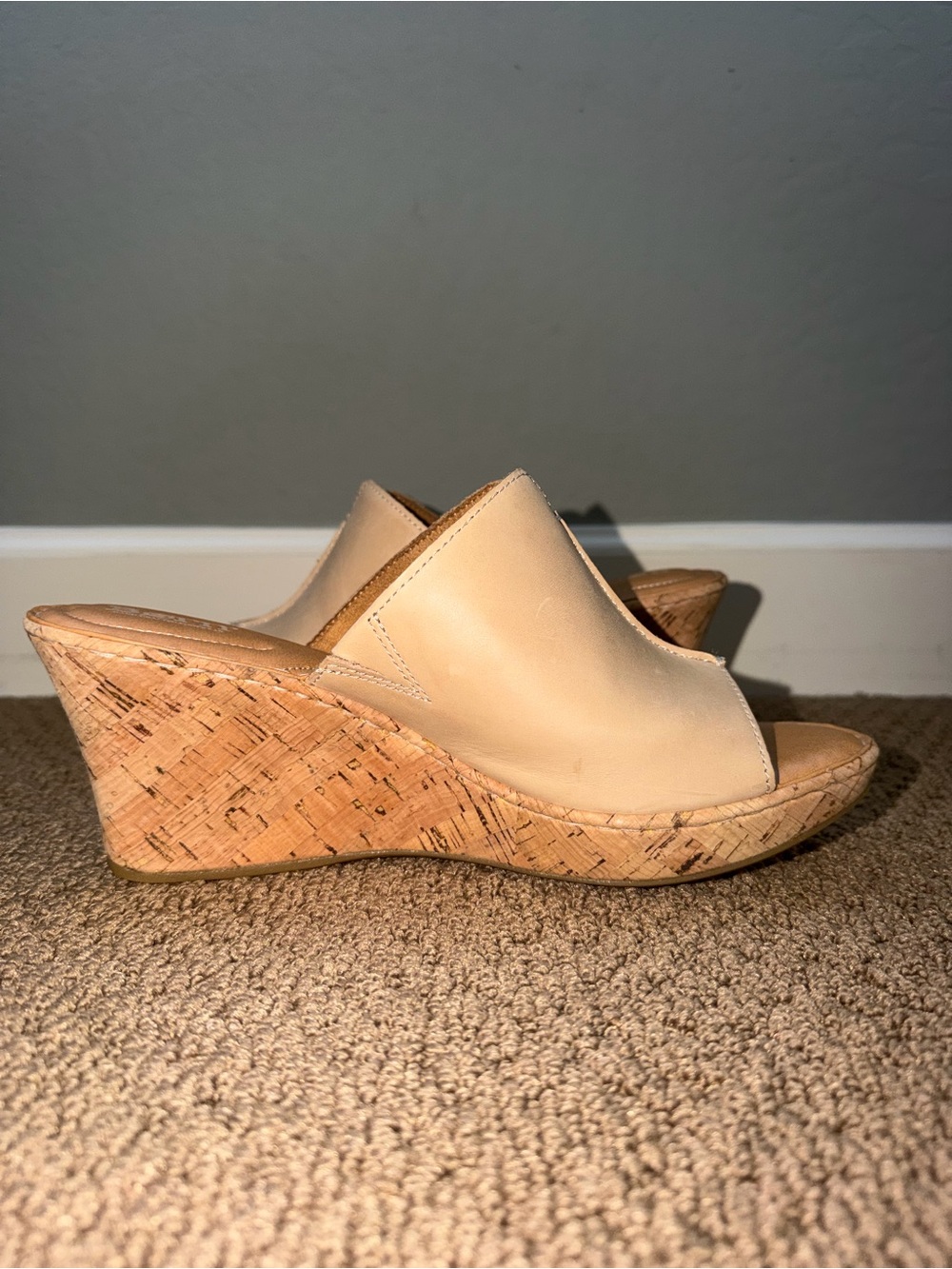 Born, Arie Natural Full Grain Leather Platform Wedge Sandals - Picture 4 of 9